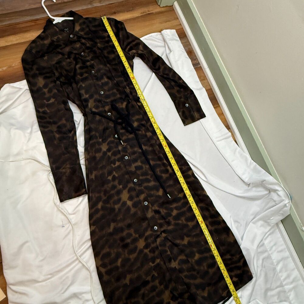 Rails Anina Satin Button Down Shirt Dress Umber Leopard Size XS Mob Wife - Picture 13 of 15